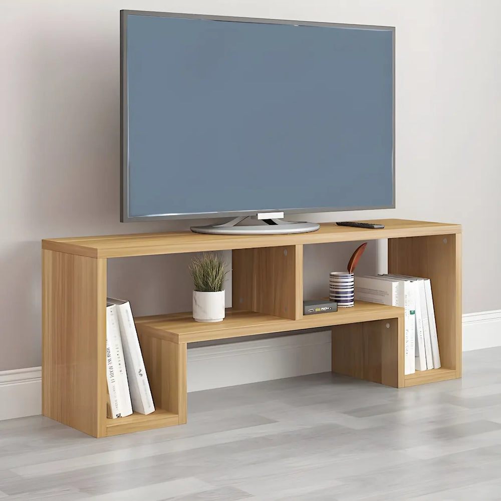 Scandinavian Wood Color Open Shelving TV Stand