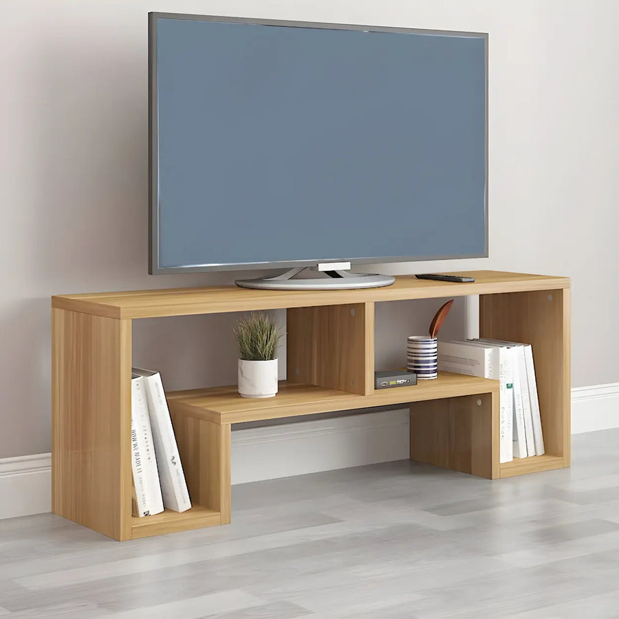 Scandinavian Wood Color Open Shelving TV Stand