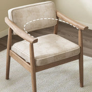 Scandinavian Wood Dining Chair with Padded Fabric Seat