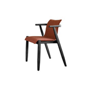 Scandinavian Wood Faux Leather Upholstered Arm Dining Chair