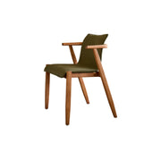 Scandinavian Wood Faux Leather Upholstered Arm Dining Chair