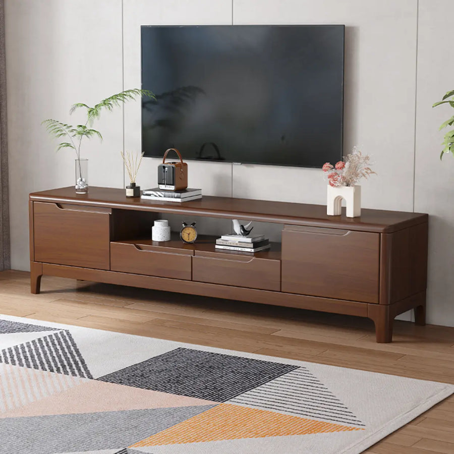 Scandinavian Wood TV Stand with Storage Drawers
