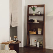 Scandinavian Wood Vertical Open Back Ladder Bookshelf