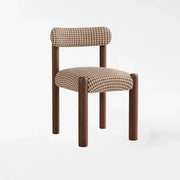 Scandinavian Wooden Houndstooth Upholstery Dining Chair