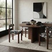 Scandinavian Wooden Houndstooth Upholstery Dining Chair