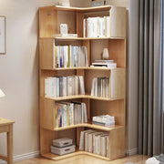 Scandinavian Wooden Vertical Corner L-Shaped Bookshelf