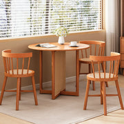Scandinavian Woven Rattan Compact Round Wood Dining Table