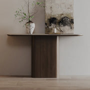 Scratch Resistant Rectangular Brown Wood Console Table