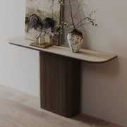 Scratch Resistant Rectangular Brown Wood Console Table