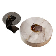 Scratch Resistant Round Marble Storage Coffee Table