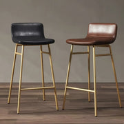 Set of 2 Faux Leather Counter & Bar Stools with Backrest and Metal Frame