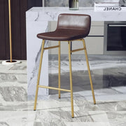 Set of 2 Faux Leather Counter & Bar Stools with Backrest and Metal Frame