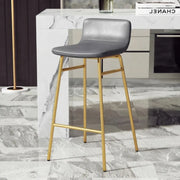 Set of 2 Faux Leather Counter & Bar Stools with Backrest and Metal Frame