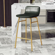 Set of 2 Faux Leather Counter & Bar Stools with Backrest and Metal Frame
