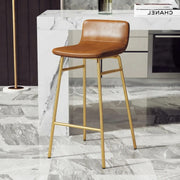 Set of 2 Faux Leather Counter & Bar Stools with Backrest and Metal Frame