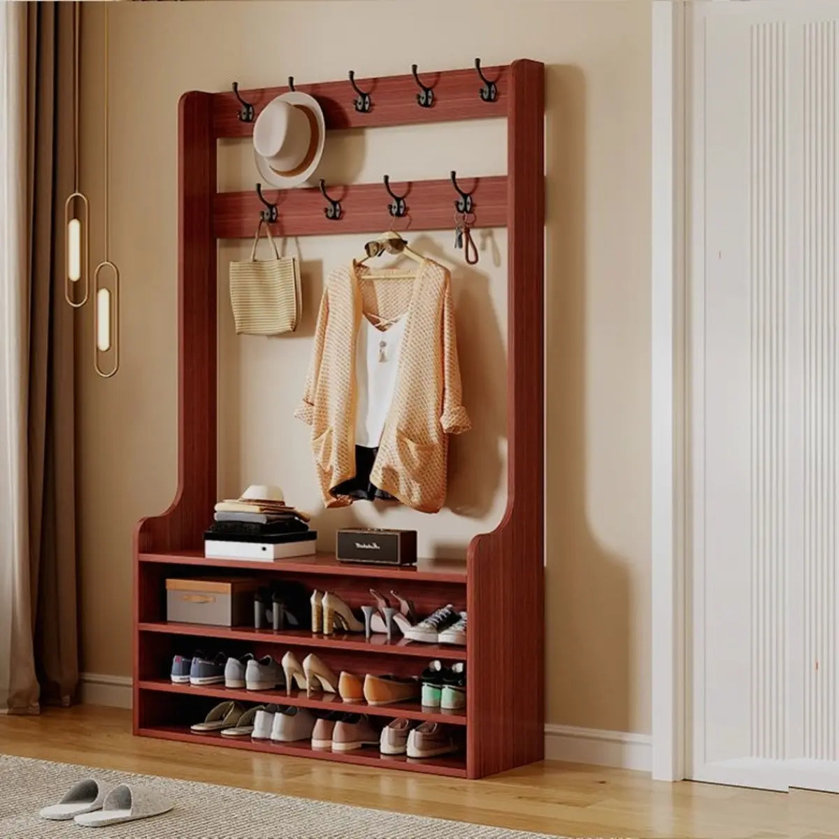 Shoe Storage Freestanding Tall Coat Rack Organizer