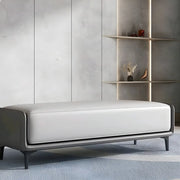 Short Grey Leather Upholstered Bedroom Bench with Legs