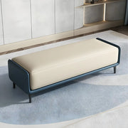 Short Grey Leather Upholstered Bedroom Bench with Legs