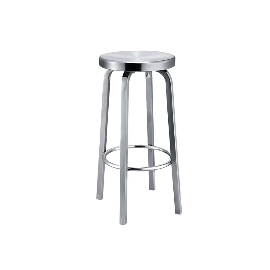 Silver Round Stainless Steel Backless Bar Stool