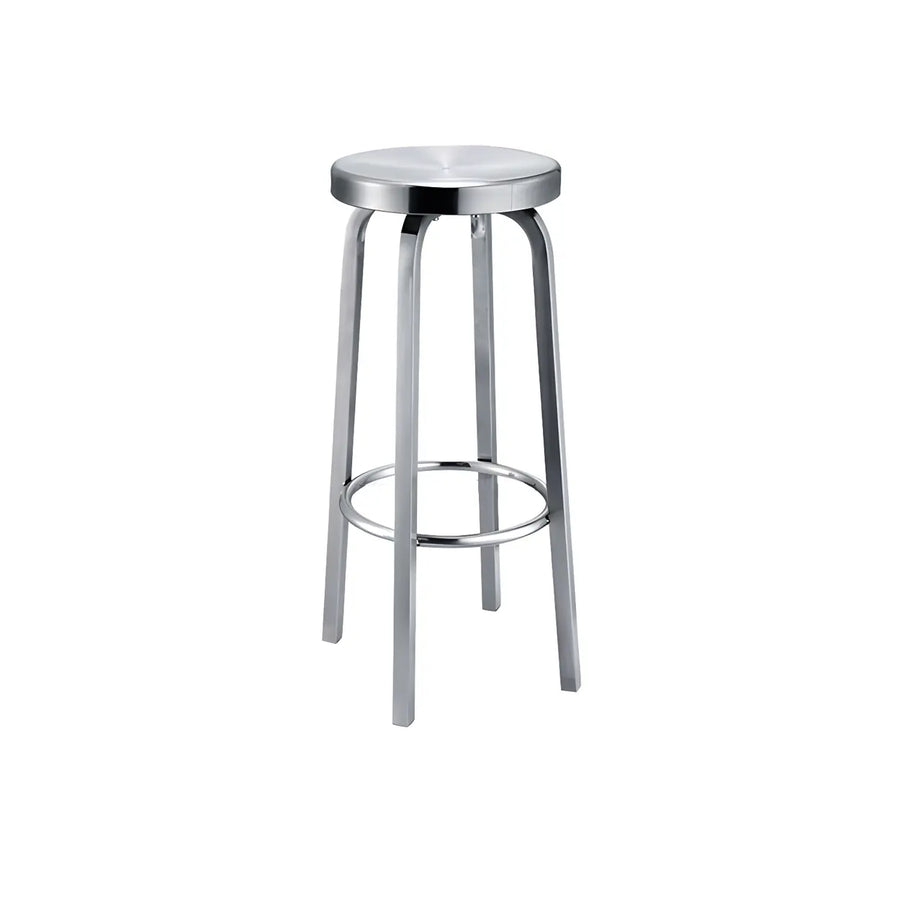 Silver Round Stainless Steel Backless Bar Stool