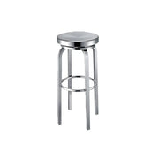 Silver Round Stainless Steel Backless Bar Stool
