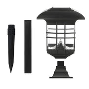 Simple Black LED Garden Pathway Lantern Pillar Light