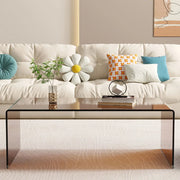 Simple Brown Glass Rectangular Sledge Coffee Table