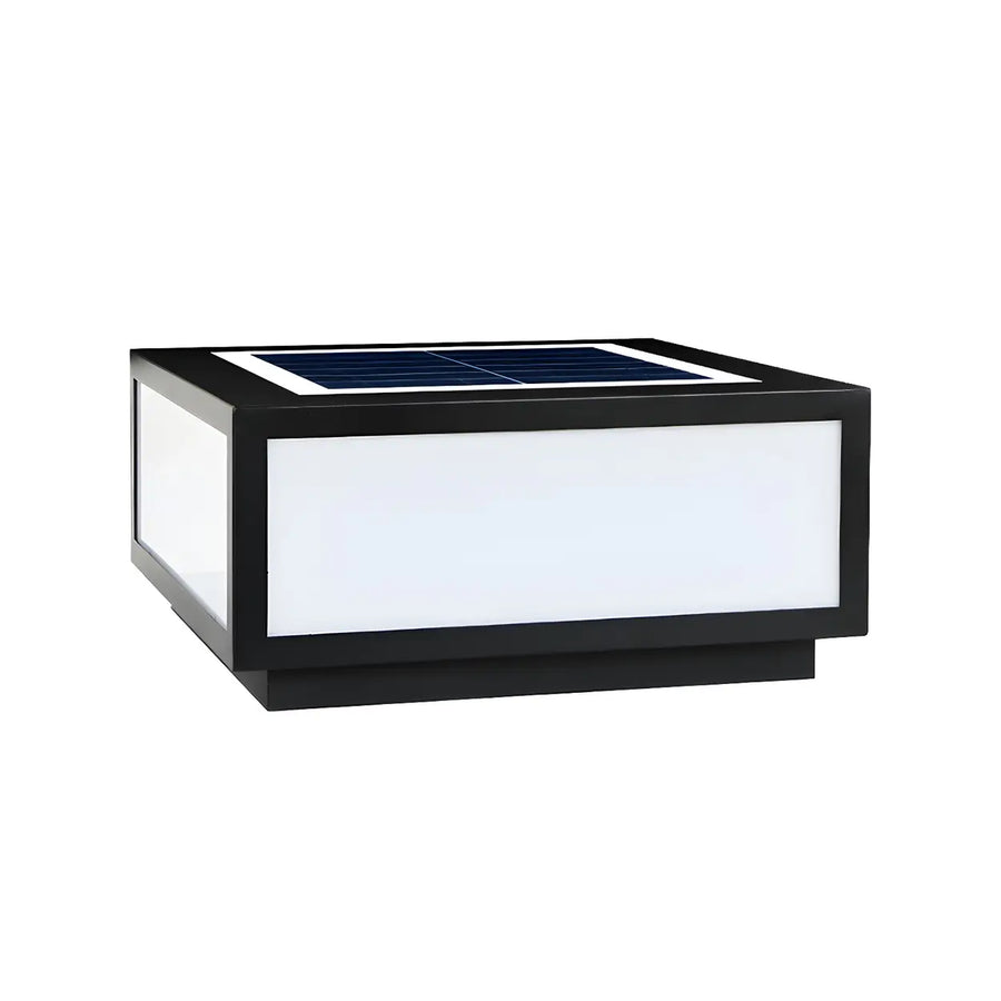 Simple White Solar Cube Outdoor Pillar Lamp