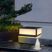 Simple White Solar Cube Outdoor Pillar Lamp