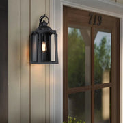 19.2-Inch Black Aluminum Outdoor Wall Lantern with Clear Glass Panels