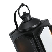 19.2-Inch Black Aluminum Outdoor Wall Lantern with Clear Glass Panels