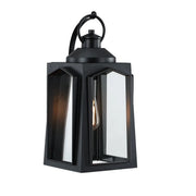 19.2-Inch Black Aluminum Outdoor Wall Lantern with Clear Glass Panels