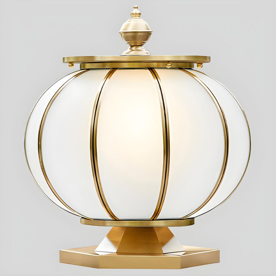 Retro Frosted Glass Solar Globe Lantern Outdoor Pillar Light