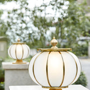 Retro Frosted Glass Solar Globe Lantern Outdoor Pillar Light
