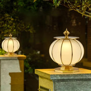 Retro Frosted Glass Solar Globe Lantern Outdoor Pillar Light