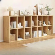 Simple Natural Finish Wood Rectangular Display Bookcase
