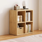 Simple Natural Finish Wood Rectangular Display Bookcase