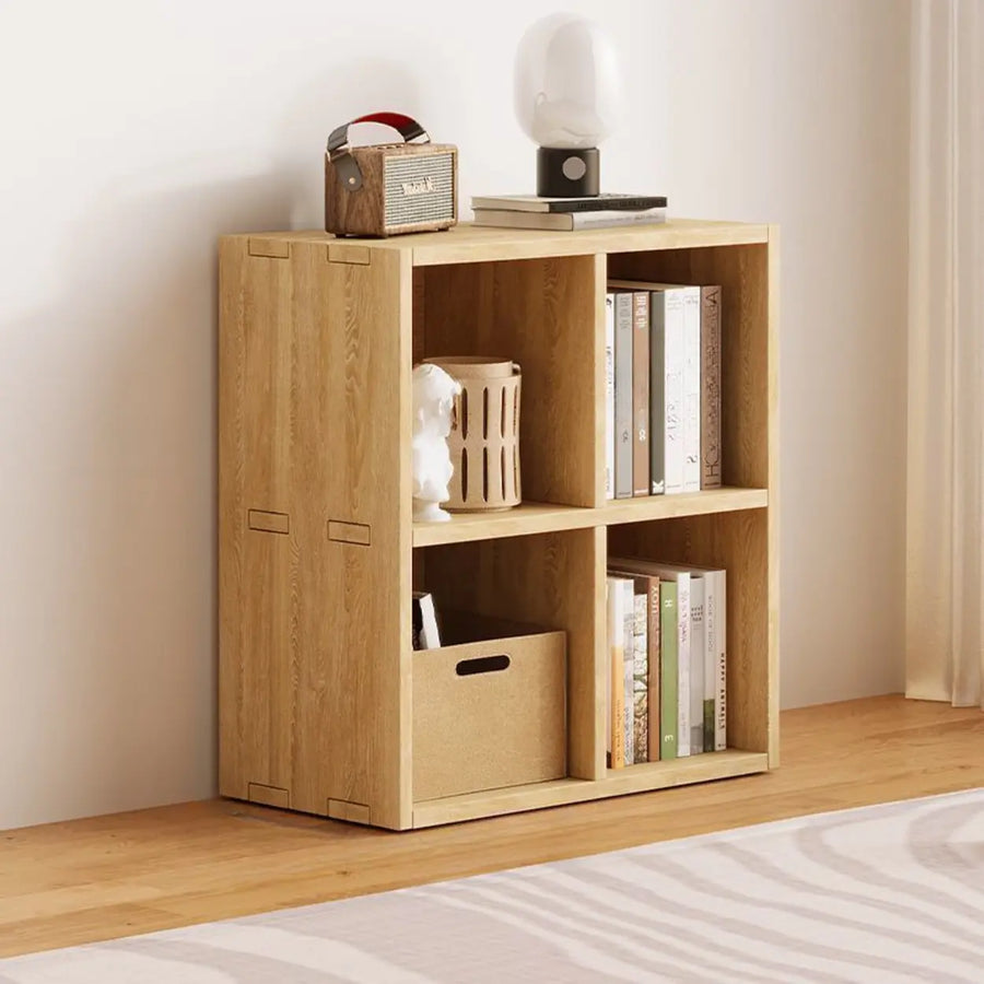Simple Natural Finish Wood Rectangular Display Bookcase