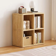 Simple Natural Finish Wood Rectangular Display Bookcase