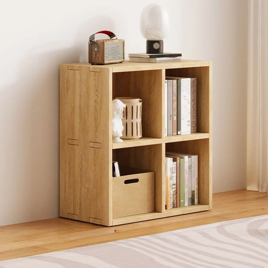 Simple Natural Finish Wood Rectangular Display Bookcase