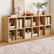 Simple Natural Finish Wood Rectangular Display Bookcase