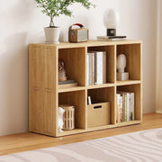 Simple Natural Finish Wood Rectangular Display Bookcase
