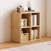 Simple Natural Finish Wood Rectangular Display Bookcase