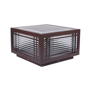 Simple Rectangular Glass Solar Metal Outdoor Lamp Brown