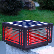 Simple Rectangular Glass Solar Metal Outdoor Lamp Brown