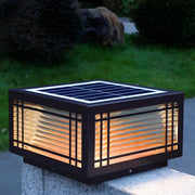 Simple Rectangular Glass Solar Metal Outdoor Lamp Brown