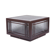 Simple Rectangular Glass Solar Metal Outdoor Lamp Brown