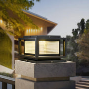 Simple Rectangular Metal Outdoor Solar Pillar Light Black