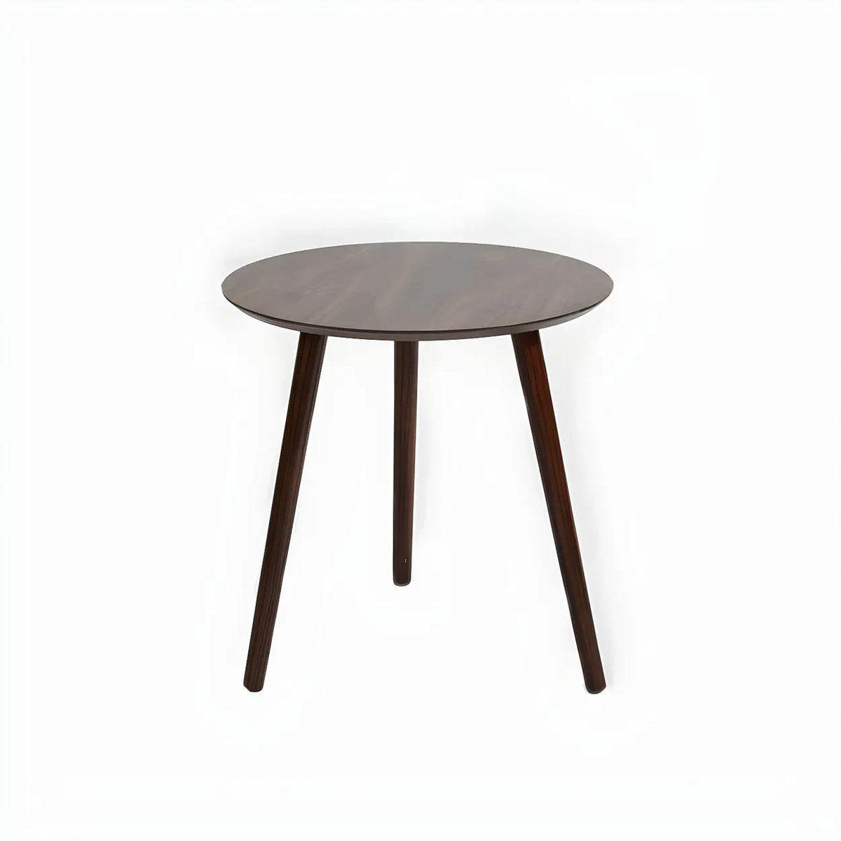 Simple Round Espresso Wood Brown Three Legs End Table