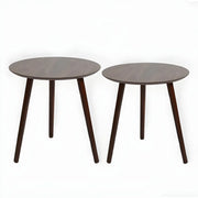 Simple Round Espresso Wood Brown Three Legs End Table